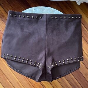 NWT Zara Suede Studded Micro Shorts
